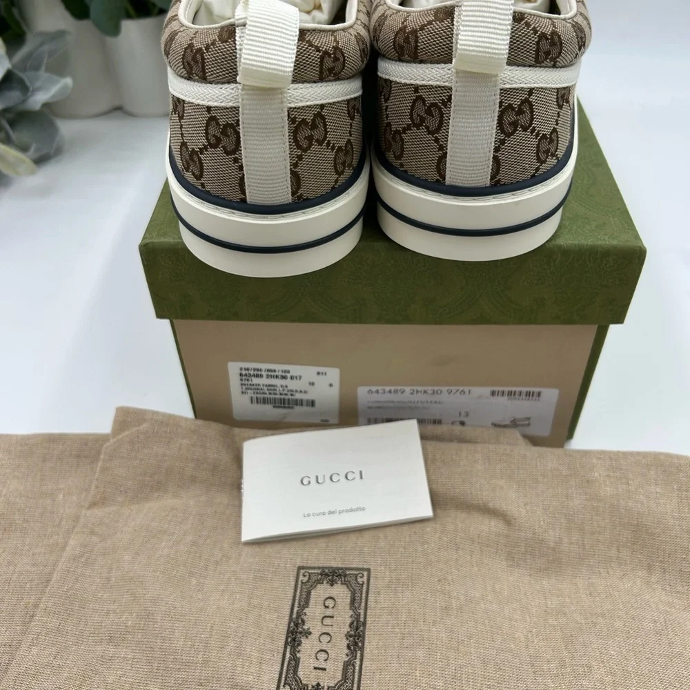 Men's Gucci, GG  Supreme, slip on canvas sneakers size 13 made in Italy